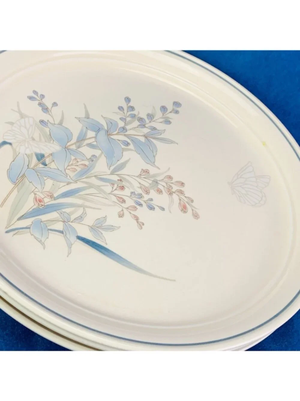 Noritake Keltcraft KILKEE 9109 Blue Floral Butterfly Ireland Dinner Plates Set 4